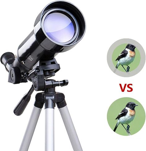 Astronomical Telescope Profession Stargazing 100x Telescope Beginners Adult 70mm Astronomical Refractor Telescopes with Height Adjustable Tripod White (Black) in Kuwait