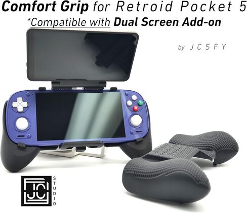Felt Grip for Retroid Pocket 5 & G2 | Compatible with Retroid Dual Screen Add On Thick Comfort Grip Case with Felt Wrap Ergonomic RP 5 Handheld JCSFY (Thick Comfort Handles) in Kuwait