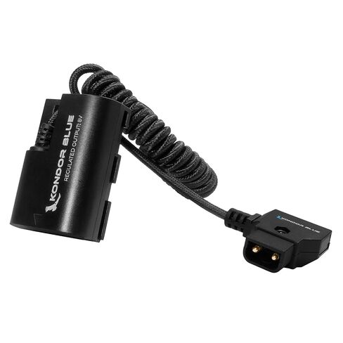 KONDOR BLUE | D-Tap Cable Compatible with Canon LPE6 NH Dummy Battery | 16"-36" Coiled Cable with Smart D-Tap Connector Reverse Polarity Protection | Blue in Saudi Arabia