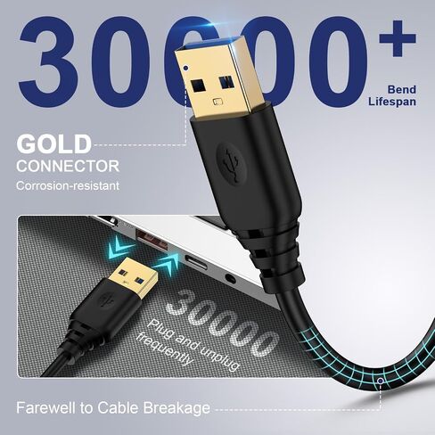 USB Extension Cable 10FT Long USB A Male to Female Extender Cord High-Speed in Kuwait