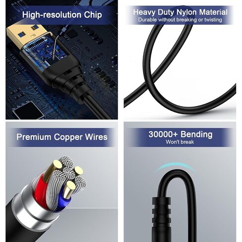 USB Extension Cable 10FT Long USB A Male to Female Extender Cord High-Speed in Kuwait