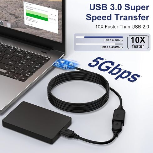 USB Extension Cable 10FT Long USB A Male to Female Extender Cord High-Speed in Kuwait