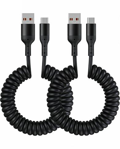 Apple MFi Certified Coiled Carplay Car Charger Fast Charging，[2-Pack, 5ft] in Kuwait