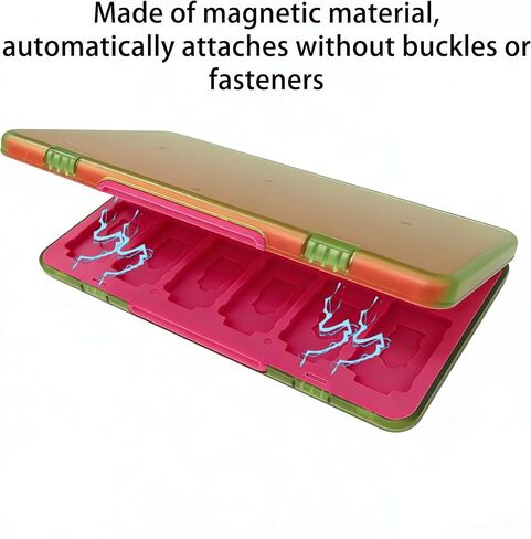 48-Slot Magnetic Card Case, Detachable Washable Holders, 24 Game Cards + 24 Micro SD Cards, Minimalist Colorful Gaming Storage Box in Saudi Arabia