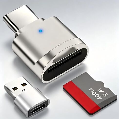 Type-C Micro SD Card Reader with USB Adapter, Portable OTG TF Memory Silver in Kuwait