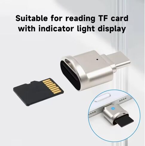 Type-C Micro SD Card Reader with USB Adapter, Portable OTG TF Memory Silver in Kuwait