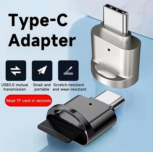 Type-C Micro SD Card Reader with USB Adapter, Portable OTG TF Memory Silver in Kuwait