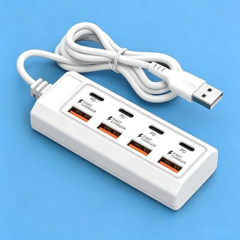 1Pcs 8 in1 USB Charging Hub 4 PD USB-C+4 USB-A Multi Port Power Extender in Kuwait