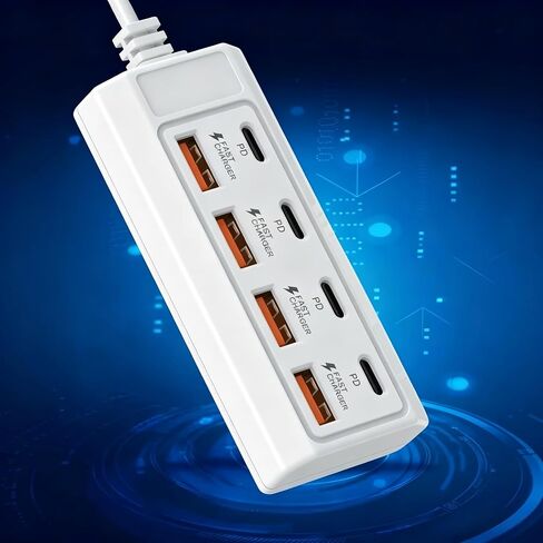 1Pcs 8 in1 USB Charging Hub 4 PD USB-C+4 USB-A Multi Port Power Extender in Kuwait