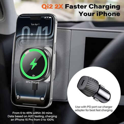 A2C Qi2 15W Fast Charging Wireless Car Charger for Ioniq 5 Phone Mount in Kuwait