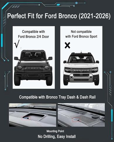Car Phone Holder for Ford Bronco 2021-2026 2/4 Door MagSafe-Compatible Magnetic Wireless Charging Mount for Ford Bronco Phone Mount Bronco Accessories (Not for Bronco Sport) in Kuwait