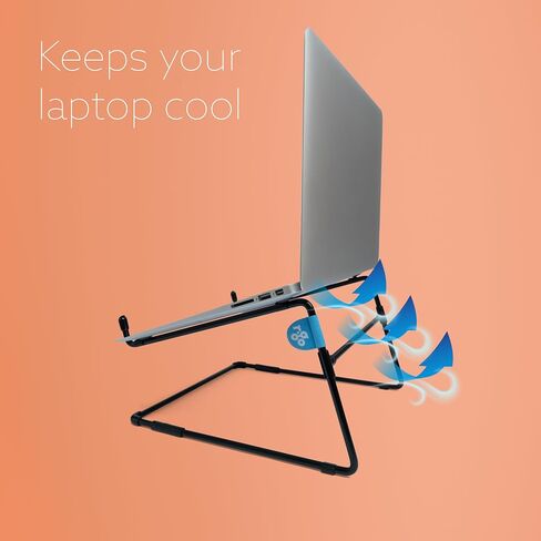 R-Go Ergonomic Laptop Stand - Steel Office Laptop Riser, Compatible for Laptops 10-22 Inches, 5kg Load Capacity - Black in Kuwait