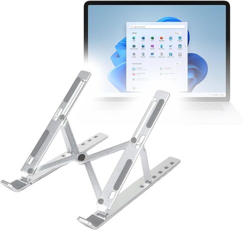 BoxWave Stand and Mount Compatible with Microsoft Surface Laptop Studio (14.4 in) - Compact QuickSwitch Stand, Portable Multi Angle Viewing Foldable Riser - Metallic Silver in Kuwait