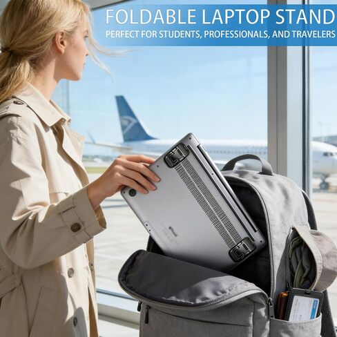 2 Pack Aluminum Laptop Stand, 2-Level Height Adjustable Foldable Compact Portable Desk & Keyboard Riser, Fits 11–17 inch Laptops, Ergonomic Holder for Home, Office, Travel in Kuwait