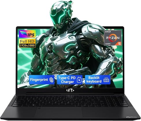 NIMO 15.6" IPS FHD-Light Gaming-Laptop,AMD Ryzen 5 6600H 16GB DDR5 RAM 512GB SSD (Beat i5-1335U, 6 Cores Up to 4.5GHz) AMD Radeon 660M GPU-Computer with 100W Type-C Backlit Keyboard Fingerprint in Kuwait