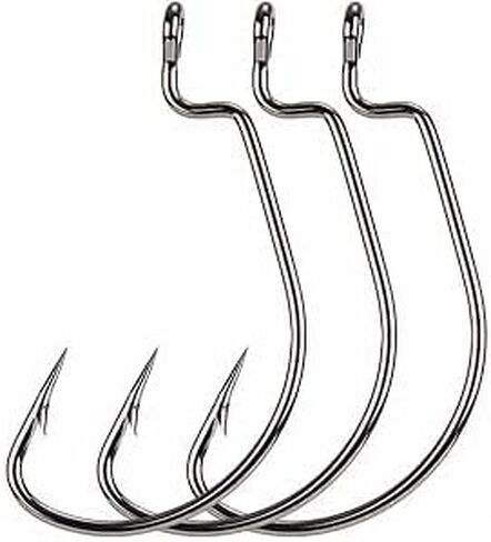 Moose Baits EWG Offset Worm Hooks for Bass Fishing – Texas Rig Hooks, Extra Wide Gap Soft Plastic Hooks for Freshwater Bass, Sizes Assorted in Kuwait