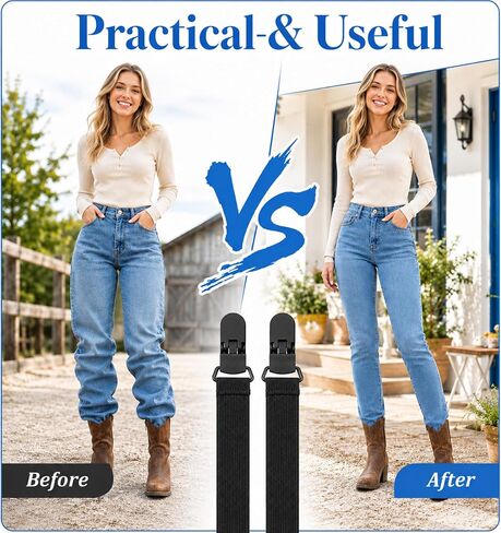 4 Pcs Pant Leg Straps, Elastic Straps with Clips for Cowboy Boots in Kuwait