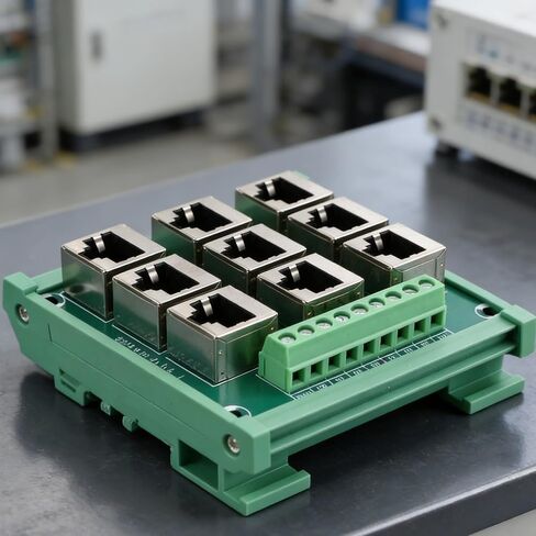 9-Port for rj45 to Terminal Block Adapter 8P8C Ethernet for breakout Board for DIN Rail Mounting Supports RS485 RS422 RS232 for dmx Industrial Control Panel Wiring Module Green PCB in Kuwait