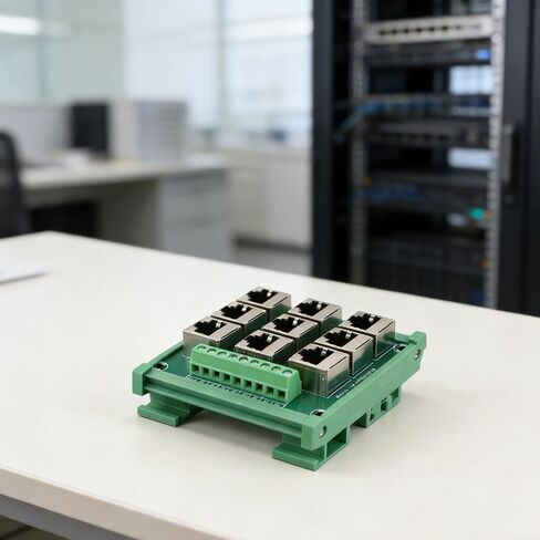 9-Port for rj45 to Terminal Block Adapter 8P8C Ethernet for breakout Board for DIN Rail Mounting Supports RS485 RS422 RS232 for dmx Industrial Control Panel Wiring Module Green PCB in Kuwait