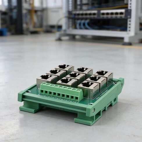 9-Port for rj45 to Terminal Block Adapter 8P8C Ethernet for breakout Board for DIN Rail Mounting Supports RS485 RS422 RS232 for dmx Industrial Control Panel Wiring Module Green PCB in Kuwait