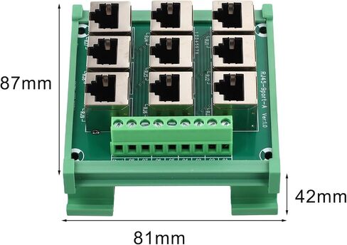9-Port for rj45 to Terminal Block Adapter 8P8C Ethernet for breakout Board for DIN Rail Mounting Supports RS485 RS422 RS232 for dmx Industrial Control Panel Wiring Module Green PCB in Kuwait