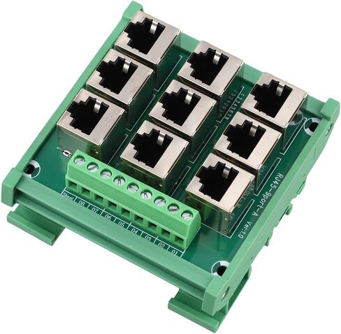 9-Port for rj45 to Terminal Block Adapter 8P8C Ethernet for breakout Board for DIN Rail Mounting Supports RS485 RS422 RS232 for dmx Industrial Control Panel Wiring Module Green PCB in Kuwait
