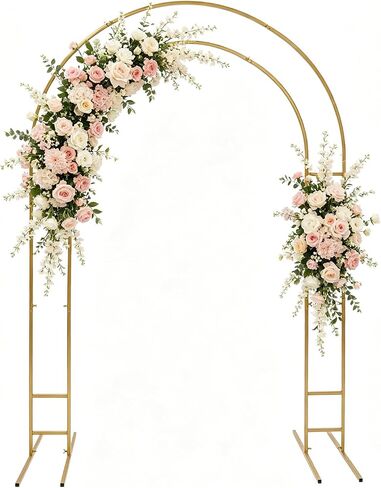 Open Arch Backdrop Stand, 7.2 FT Metal Wedding Arch with Base (White) in Kuwait