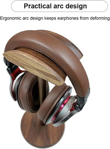 Headphone Holder Wooden Headphone Holder Walnut Headset Hanger Stand Gaming Holder Desktop Earphone Anti-Slip Stand with Solid Wooden Base Headset Stand (Color : Walnut) in Kuwait