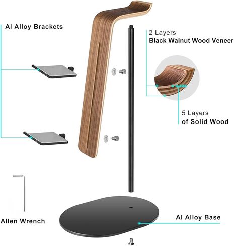 GRFIT Headphone Holder Universal Headphone Stand, Game Controller Holder and Headset Holder for Desk, Earphone Stand with Aluminum Supporting Bar Headset Stand in Kuwait