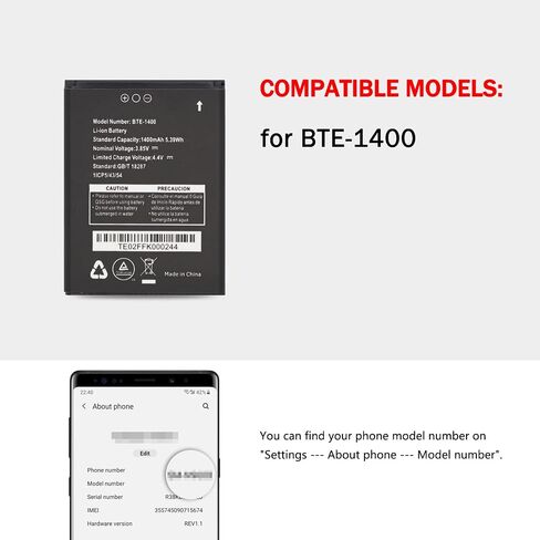 BTE-1400 Battery Replacement for Verizon Orbic Journey V RC2200L 4G Flip in Kuwait