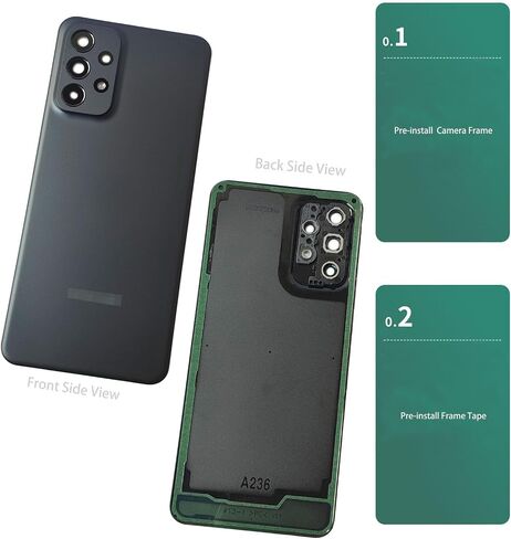 A23 5G Back Glass Replacement,Galaxy A23 Back Cover Replacement Rear Cover Parts for Samsung Galaxy A23 5G SM-A236u a236a a236w a236b 6.6 Inches (Black) in Kuwait
