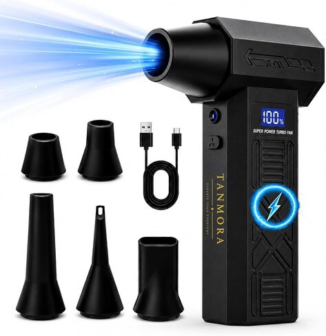 Electric Air Duster, 130000RPM Cordless Compressed Air Duster, Rechargeable Air Blower with LED Display & LED Light, 3-Speed Turbo Fan for PC Keyboard, Car & Home Cleaning in Kuwait