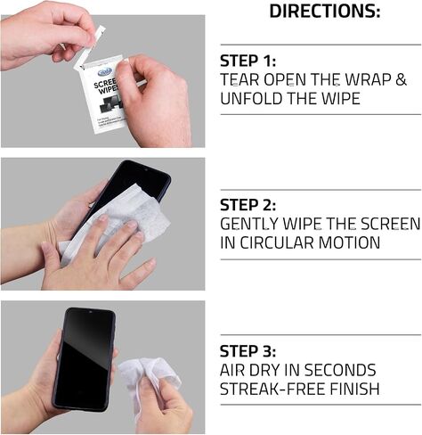 Screen Wipes (150 Pack) - 7"x7" Large Electronic Wipes, Computer Screen Cleaner for Electronics, Laptop, Phone, Tablet, Monitor & Car - Individually Wrapped Lens Wipes - Microfiber Included in Kuwait