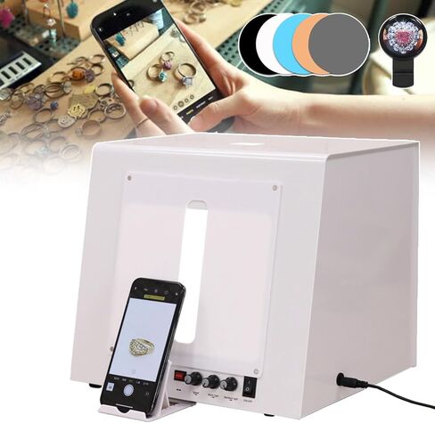 Jewelry Photo Studio Light Box-Four Light Fill Light/Brightness Adjustable,Jewelry Shooting Tent Softbox with Electric Turntable&Hanging Bracket (Tb20) in Kuwait