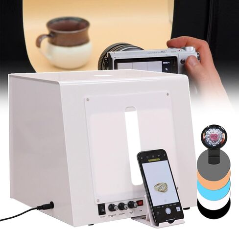 Portable Photo Studio Light Box,Dimmable Jewelry Photography Softbox with 11 or 15CM Electric Turntable&Hanging Bracket 4 LED Lights (Tb30) in Kuwait