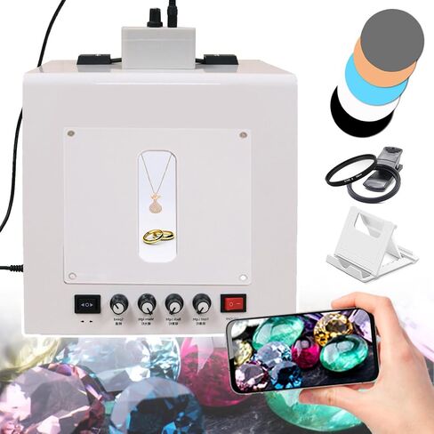 Portable Light Box for Jewelry Photography-No Flicker,Mini Photo Studio with 4 Dimmable Fill Light/Adjustable Speed Turntable (Tb30) in Kuwait