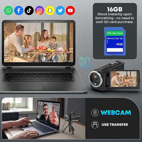 2.7K Video Camera Camcorder QHD 56MP YouTube Vlogging Camera in Saudi Arabia
