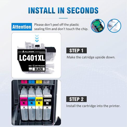 LC401XL Black LC401 Ink Cartridges Compatible for Brother LC401XLBK 2-Pack in Kuwait