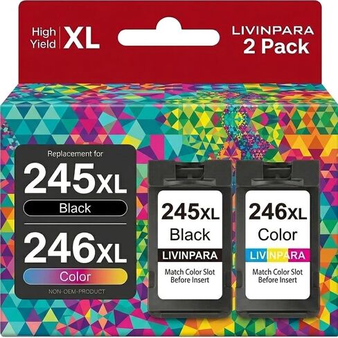245XL 246XL Ink Cartridge Replacement for Canon 245XL 246XL Combo Pack PG-245XL CL-246XL Compatible for Canon Ink 245 and 246 for Pixma MG2522 TS3122 TS3322 MX490 TR4520 Printer (2 Pack) in Kuwait