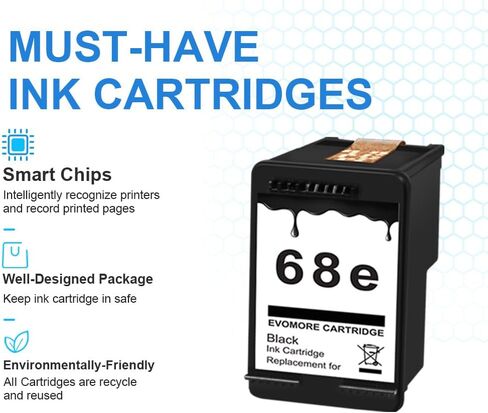 68XL Replacement for 68 68xl Black Ink Cartridges for HP Printers in Kuwait