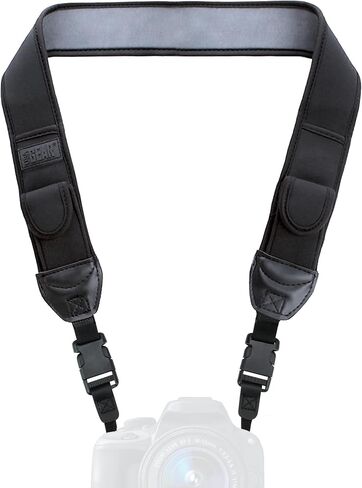 USA Gear Large Camera Sleeve (Black) + Camera Neck Strap (Black) - Bundle in Kuwait