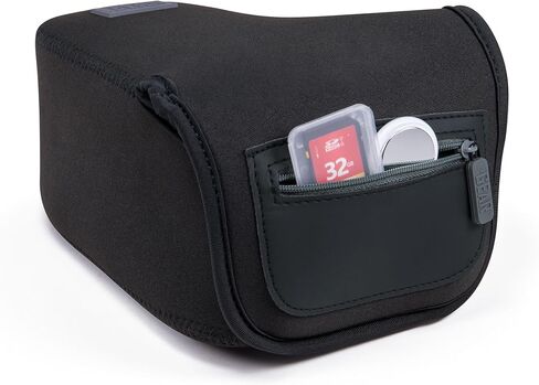 USA Gear Large Camera Sleeve (Black) + Camera Neck Strap (Black) - Bundle in Kuwait