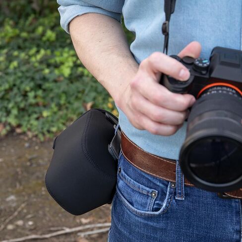 USA Gear Large Camera Sleeve (Black) + Camera Neck Strap (Black) - Bundle in Kuwait