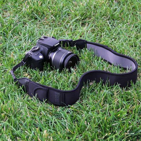 USA Gear Large Camera Sleeve (Black) + Camera Neck Strap (Black) - Bundle in Kuwait
