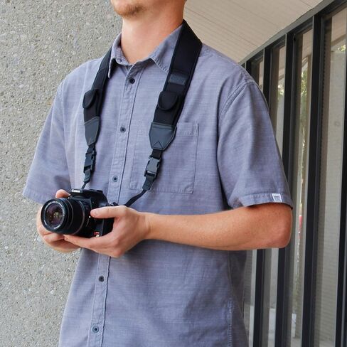 USA Gear Large Camera Sleeve (Black) + Camera Neck Strap (Black) - Bundle in Kuwait
