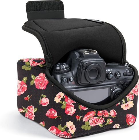 USA Gear Large Camera Sleeve (Floral) + Camera Hand Strap (Floral) - Bundle in Kuwait