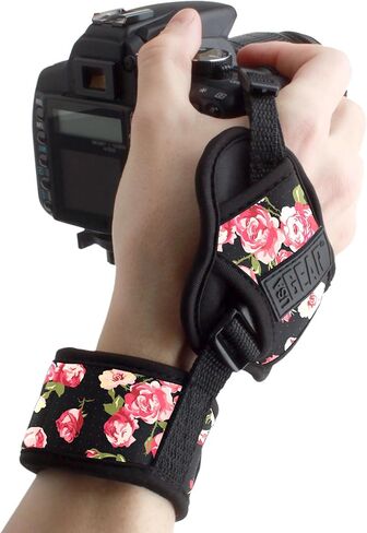USA Gear Large Camera Sleeve (Floral) + Camera Hand Strap (Floral) - Bundle in Kuwait