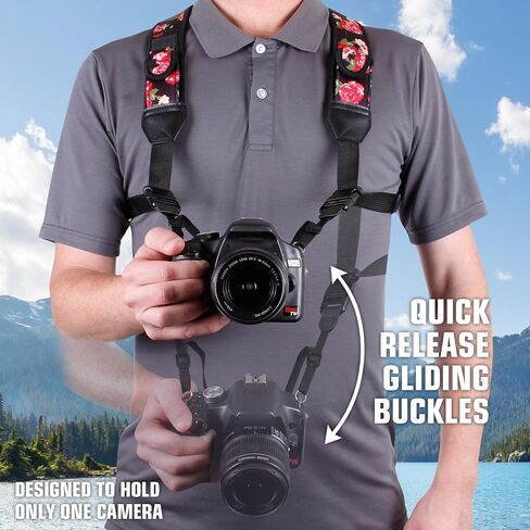 USA Gear Large Camera Sleeve (Floral) + Chest Harness Strap (Floral) - Bundle in Kuwait