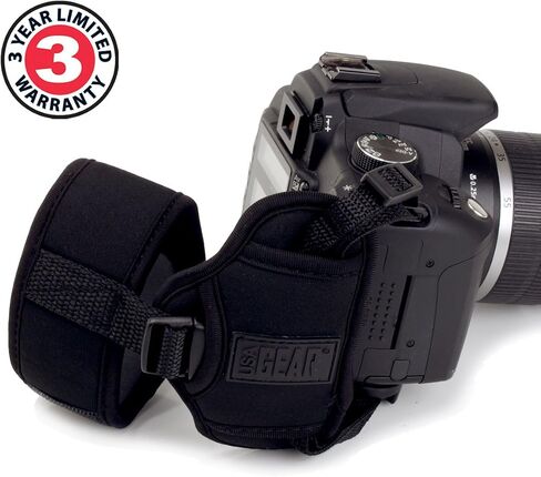 USA Gear Large Camera Sleeve (Black) + Camera Hand Strap (Black) - Bundle in Kuwait