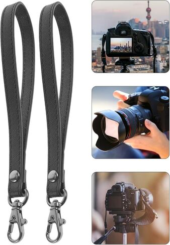 Camera Wrist Strap with Quick Release Clips 2pcs Leather Black in Saudi Arabia